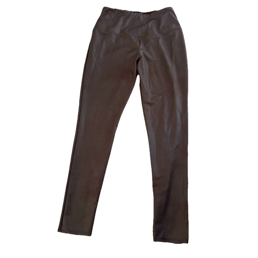Rachel Zoe Womens Leggings Faux Leather Large Hi Rise Ankle Pants Brown Stretchy